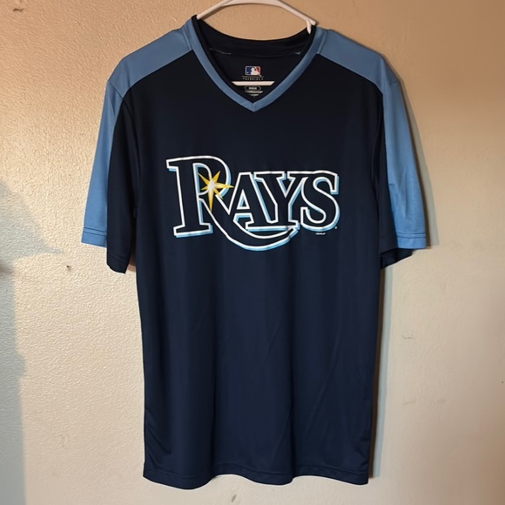 Tampa Bay Rays V-Neck Jersey Shirt M – Navy w/ Light Blue Accents, Like New